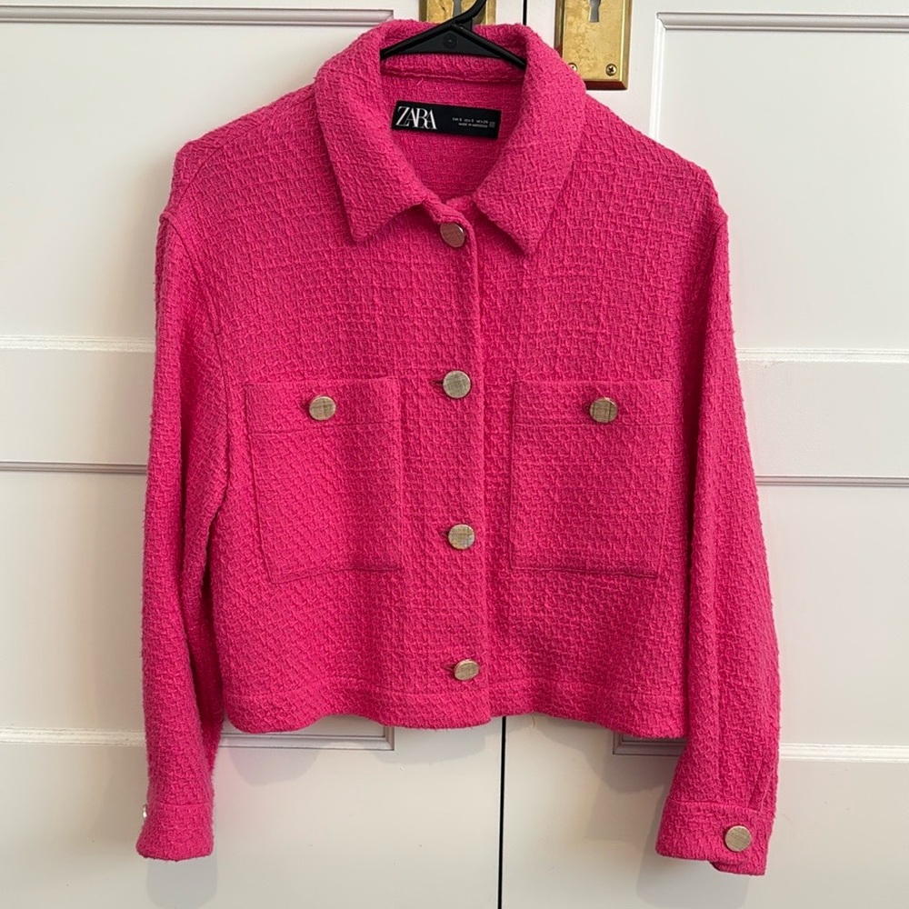 Zara Women's Pink Tweed Jacket